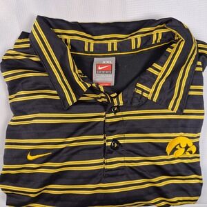Iowa Hawkeys Tour Stripe Nike Dri-Fit Golf Polo Shirt Men's XXL Short Sleeve EUC